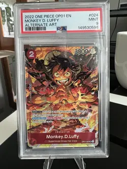 PSA 9 One Piece OP01-024 Monkey D. Luffy Alternate Art English 🔥 - Image 1