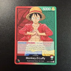 Bandai One Piece CCG Monkey.D.Luffy Leader Romance Dawn OP01-003 Post Errata - Image 1