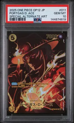 2025 One Piece OP12 Japanese Portgas D Ace SP Alternate Art #011 PSA 10 - Image 1