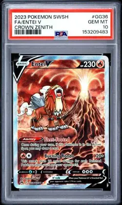 PSA 10 Entei V GG36/GG70 Pokemon Crown Zenith Galarian Gallery Card - Image 1