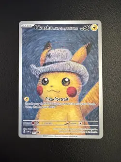 Pikachu with Grey Felt Hat 085, Pokemon Scarlet & Violet Van Gogh Promo Card - Image 1