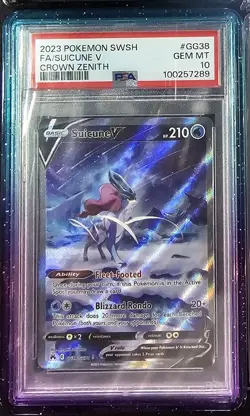 Pokemon TCG Suicune v Crown Zenith Ultra Rare Holo Card GG38/GG70 PSA 10 - Image 1