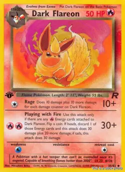 Pokemon Dark Flareon Team Rocket 35/82 1st Edition Uncommon NM - Image 1