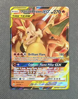 Charizard & Braixen GX 22/236 Rare Pokemon Tag Team - Sun & Moon Cosmic Eclipse - Image 1