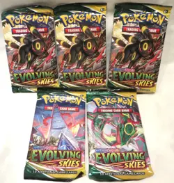 Pokemon Pokemon Sword & Shield Evolving Skies **New & Sealed** 5 Booster Packs - Image 1