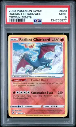 PSA 9 2023 Pokemon Sword And Shield Crown Zenith #020 Radiant Charizard - Image 1
