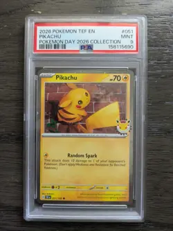 2026 POKEMON TEF EN-TEMPORAL FORCES POKEMON DAY 2026 COLLECTION PIKACHU PSA 9 - Image 1
