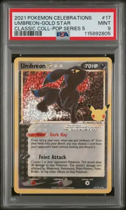 2021 Pokemon Celebrations Classic Col. Umbreon Gold Star Pop Series 5 PSA 9 - Image 1