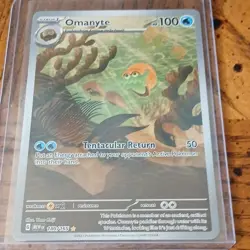 Pokemon Omanyte Illustration Rare Holo 180/165 Scarlet & Violet 151 100 HP - Image 1