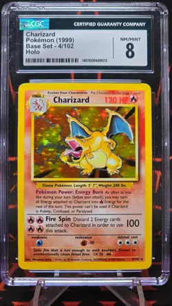 CGC 8 Charizard #4 1999 POKEMON BASE SET UNLIMITED - Image 2