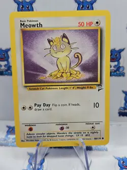 Pokemon Meowth - 80/130 Base Set 2 LP - Image 1