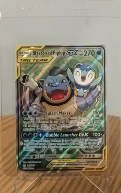 Blastoise & Piplup GX 215/236 Cosmic Eclipse Tag Team Alt Art NM - Image 1