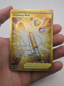 Pokemon TCG - Ordinary Rod 215/202 - Gold Secret Rare Holo - Sword & Shield *NM - Image 1
