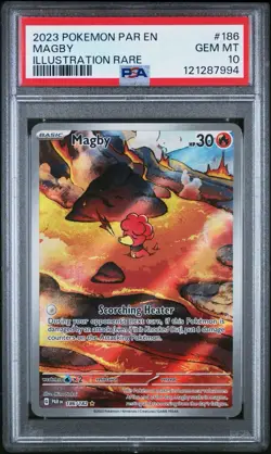 Pokemon TCG Magby 186/182 2023 Paradox Rift Illustration Rare Card - PSA 10 - Image 1