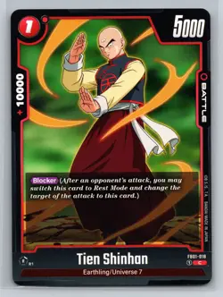 Tien Shinhan FB01-018 Dragon Ball Super C Battle Card Earthling/Universe 7 - Image 1