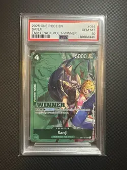 One Piece 2025 EB01-014 Sanji Tournament Pack Winner Promo Card PSA 10 - Image 1