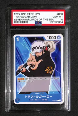 One Piece Japanese 2022 Trafalgar Law Seven Warlords Of The Sea #008 PSA 10 - Image 1