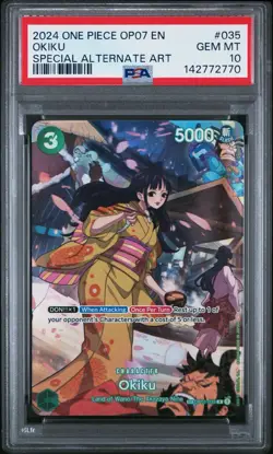 2024 One Piece OP07 Okiku Sp Alt Art OP01-035 500 Years In The Future PSA 10 - Image 1