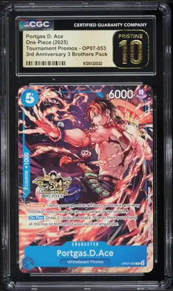 2025 ONE PIECE 3RD ANNIVERSARY TOURNAMENT 3 BROTHERS PACK PORTGAS D. ACE CGC 10 - Image 1