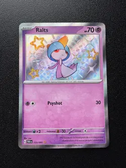 Pokemon TCG Ralts Paldean Fates Holo Card 153/091 Holo Shiny Rare - Image 1