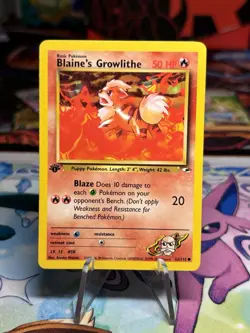 Blaine's Growlithe 62/132 1st Edition - Gym Heroes - Pokemon Card - Excellent - Image 1