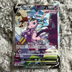 Mew V 113/264 Fusion Strike Ultra Rare Holo Psychic 180 HP Pokemon TCG 2021 - Image 1