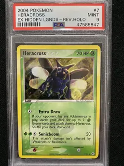 2004 Pokemon EX Hidden Legends Heracross Reverse Holo 7/101 PSA 9 Mint - Image 1