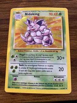 Pokemon TCG Nidoking Holo 11/102 Base Set Unlimited Holo Rare, German Edition - Image 1