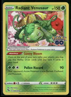 Radiant Venusaur 004/078 Radiant Rare Pokemon GO Pokemon Near Mint - Image 1