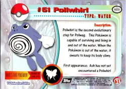 1999 Topps TV Animation Pokemon #61 Poliwhirl Foil - Image 2