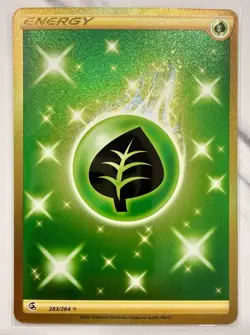 Pokemon Leaf/Grass Energy 283/264 Gold Secret Rare Fusion Strike (NM) - Image 1