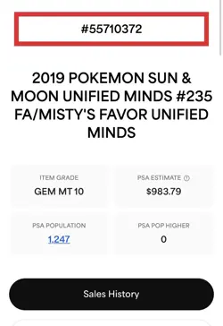 Pokemon TCG - Misty's Favor 🩷 235/236 Unified Minds - PSA 10 💎 MINT - Image 4