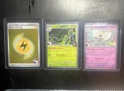 Pokemon TCG Card Lot (3) Prize Pack Series 8 - Energy, Spidops, Ribombee Holos - Image 1