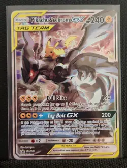 Pikachu & Zekrom GX SM168 Promo Holo TAG TEAM 240 HP - Image 1