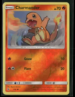 Charmander 7/68 Common Hidden Fates Pokemon Reverse Holo Near Mint - Image 1