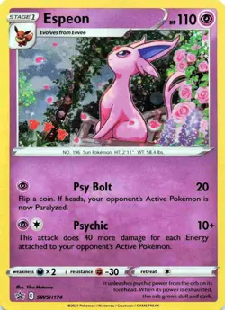Espeon SWSH174 Black Star Cosmos Holo Promo 2021 Pokemon TCG - Image 1