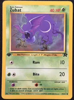 Zubat 70/82 1st Edition LP Team Rocket Pokemon TCG 1999 - Image 1