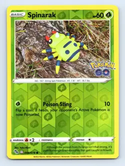 Pokemon Pokemon GO Spinarak Reverse Holo 006/078 NM - Image 1