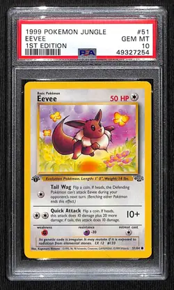 1999 Pokemon Eevee, 1st Edition Jungle #51/64, PSA 10 Gem Mint - Image 1