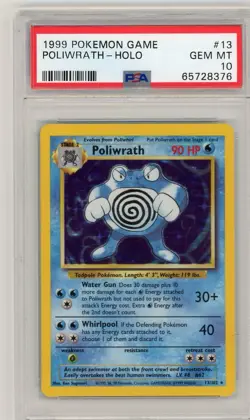 1999 Pokemon Base Set Game Poliwrath Holo #13 PSA 10 Gem Mint - Image 1