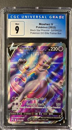 2022 POKEMON SWSH POKEMON GO BLACK STAR PROMO MEWTWO V #229 CGC 9 - Image 1