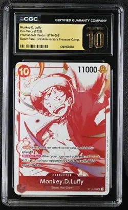 Monkey D. Luffy Super Rare 3rd Anniversary ST10-006 One Piece CGC 10 Pristine - Image 1