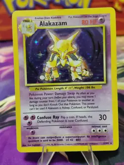 Pokemon TCG Alakazam TCG Holo Rare Card 1/102 Base Set WOTC 1999 MODERATE PLAY - Image 1