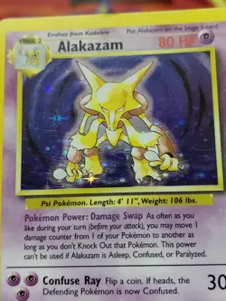 Pokemon TCG Alakazam TCG Holo Rare Card 1/102 Base Set WOTC 1999 MODERATE PLAY - Image 4