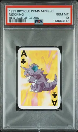 1999 BICYCLE POKEMON MINI PLAYING CARDS RED DECK ACE OF CLUBS NIDOKING PSA 10 - Image 1