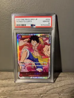 One Piece CCG Monkey.D.Luffy Romance Dawn Foil Card JP OP01-024 PSA 10 Gem Mint - Image 1