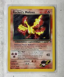Pokemon TCG Rocket’s Moltres Holo Rare Card 12/132 Gym Heroes Unlimited - Image 1