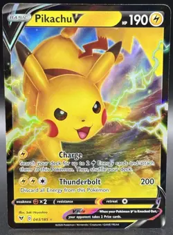 Pikachu V 043/185 Vivid Voltage Ultra Rare Holo Pokemon TCG Card NM Foil SWSH - Image 1