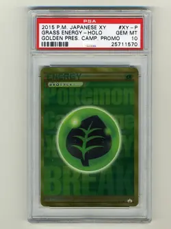 Pokemon PSA 10 GEM MINT Grass Energy Japanese Promo Secret Rare Gold Card XY-P - Image 1
