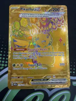 Pokemon Pikachu ex 179/131 Hyper Rare Gold Full Art Prismatic Evolutions NM - Image 1